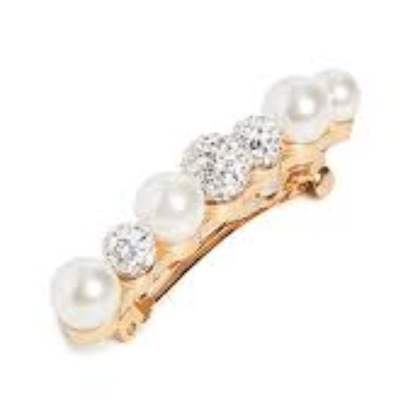 Lele Sadoughi mixed pearl & rhinestone barrette